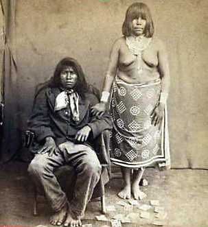 Reaching for the Out of Reach 31: American indian couple with playing cards at their feet, circa 1875. [ more from this project (nypl permalink) ]