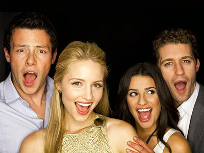 Cory Monteith, Dianna Agron, Lea Michele, and Matthew Morrison from Glee 