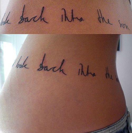 fuckyeahtattoos: My new tattoo in Pete Dohertys handwriting.”Don't look back