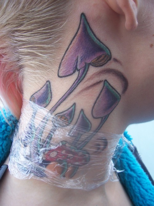 My friend Amie&#8217;s shroom tattoo, done at Black Pearl Tattoo in