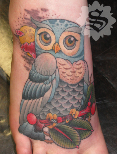 Amazing owl tattoo by “badtaste” of deviantart