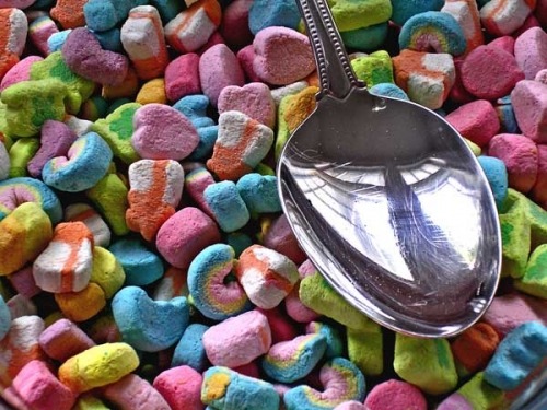 marshmallows in lucky charms. I always eat Lucky Charms and