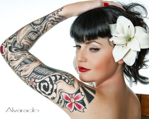 pin up girl tattoos sleeve. Tagged: tattoo girl sleeve
