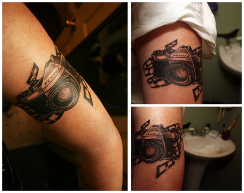 This will be my final tattoo for the year, I got a Pentax K1000 film camera 