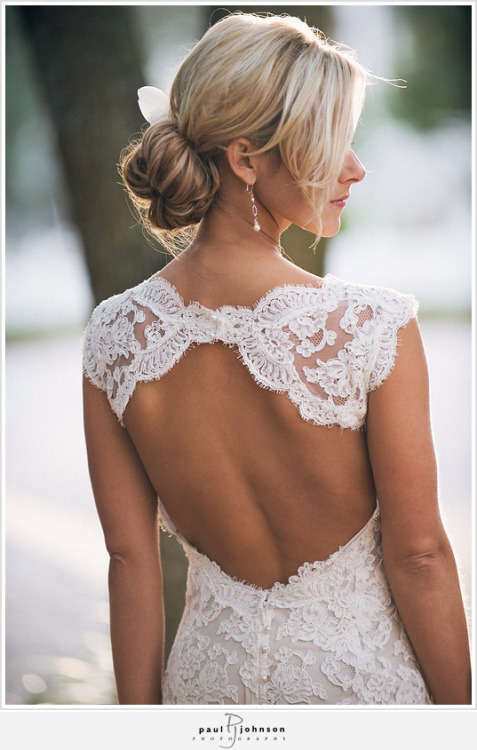 Divine backless wedding dress paired with casual