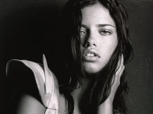 Adriana Lima black and white pose