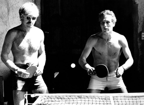 Robert Redford + Paul Newman playing ping pong.