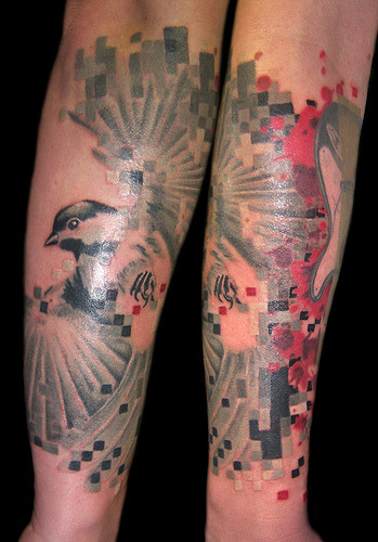 Digitized pixel chickadee by Ainslie Heilich via Man I want a pixel tattoo 