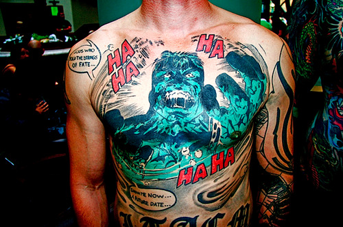 spiderman chest tattoo 