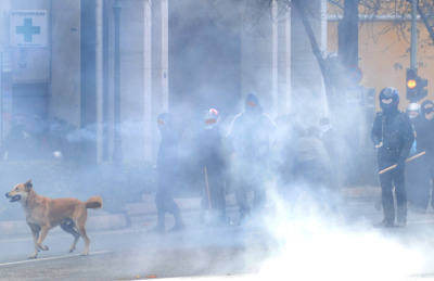 Smoke and tear gas