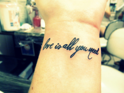 love yourself tattoo. I love it : First tattoo done