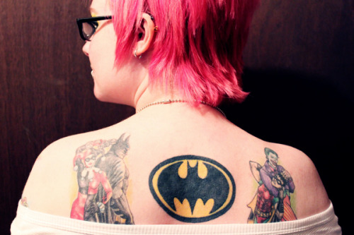 Batman, Robin, Joker and Harley Quinn Tattoo. Via