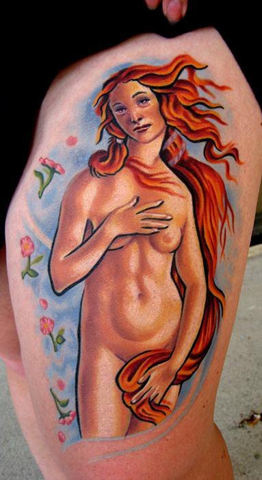 My best friend's tattoo from Botticelli's Birth of Venus
