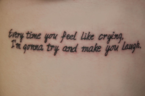 A Bright Eyes tattoo of lyrics from a great song Fuck yeah I 8217