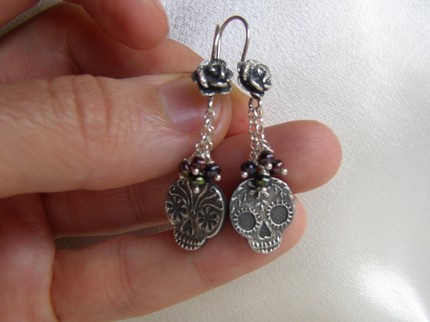 calaca:  Anne Choi Sugar Skull Earrings Made to Order by donnalyn on Etsy