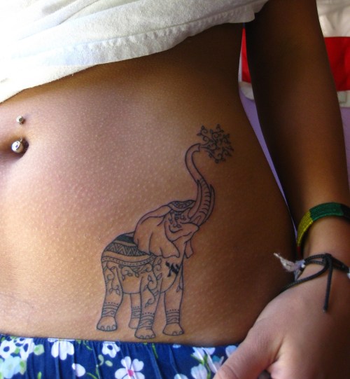 My first tattoo. An elephant because i love elephants, they represent luck 