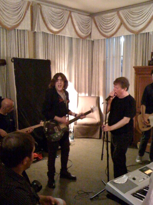 From Pat Collins: Roy &amp; Cyril Rehearsing w the A-Bones at the hotel Thursday.