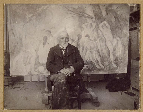 Paul Cézanne in his atelier, in front of “Les Grandes Baigneuses”, 1905 -by Émile Bernard via chagalov, rmn
