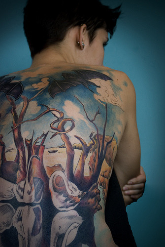 Salvador Dali &#8216;Swans reflecting elephants&#8217; tattoo