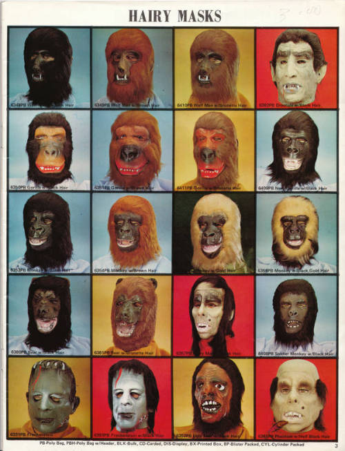 Hairy masks of 1978, a catalog page - Boing Boing
