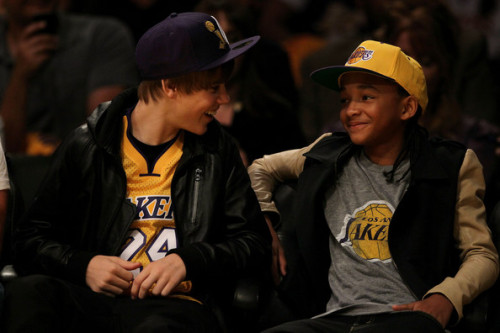 justin bieber and jaden smith lakers game. #Justin Bieber and Jaden