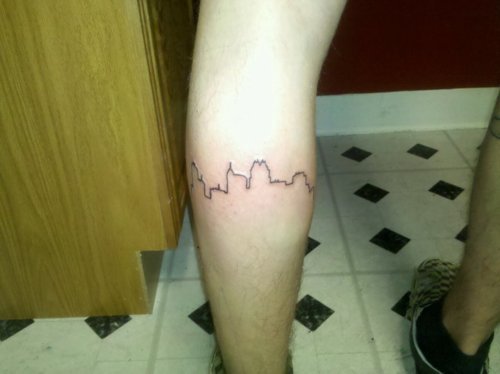 My tattoo of the Raleigh, NC skyline. I've lived here all my life, 
