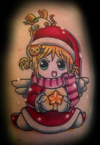 Christmas tattoo manga style done today, and thats now it we are now closed for Christmas, I would like to wish all my customers a very Merry Christmas.
