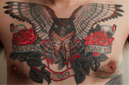 Owl chest tattoo by Cris Cleen Follow follow criscleen This is a