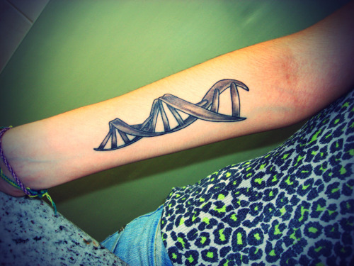 My very first tattoo. It's a DNA helix. I think that the DNA is such a 