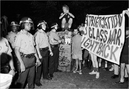 Gentrification is Class War. Fight Back. Tompkins Square Park. NY. 1988