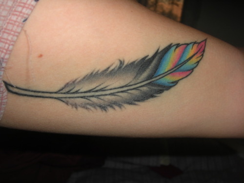 My feather tattoo done at Steel Ink in San Bernardino CAI