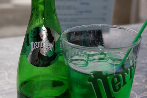 Dita Von Teese Perrier and Sirop de Menthe sparkling soda flavored with
