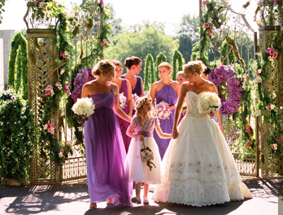  Wedding ceremony bride bridesmaids flower girl purple purple 