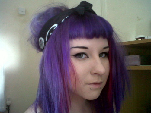 rockabilly hair with bandana. purple hair and andana