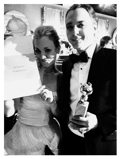  KaleyCuoco Best moment presenting Jim Parsons with his golden globe