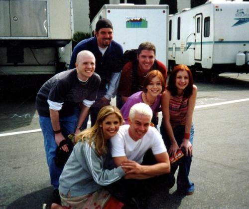 Sarah Michelle Gellar James Marsters and Alyson Hannigan on the set of 