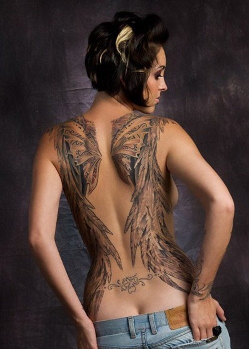 angel wings wing tattoos on back