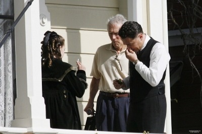 Poor Leo has a sneezing fit on the set of his new movie, J.Edgar