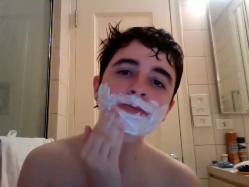 just another twink shaving his peach fuzz off