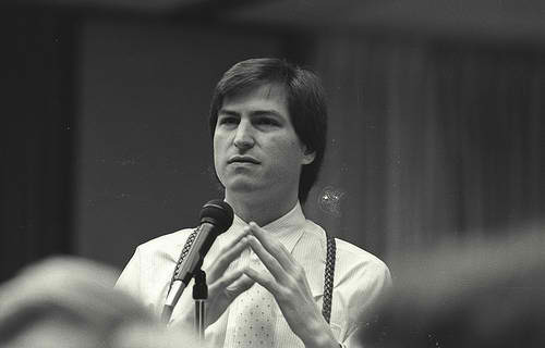plaid tie with striped shirt. Photo 21 Feb. Steve Jobs is