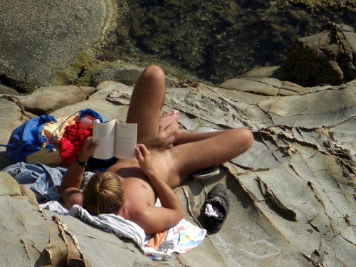 A backpacker finds a bit of solitude to relax. Free Range Naturism.