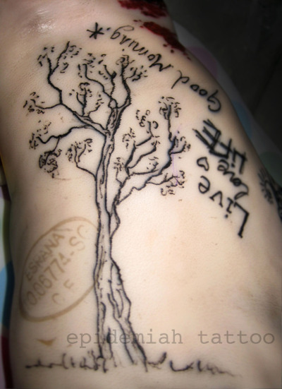 February 24 Tree done directly with tattoo machine without a transfer or 