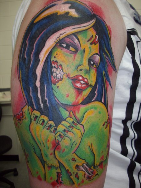 This is my zombie pin up half sleeve I had done about a year ago now by 