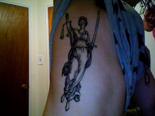 lady justice tattoo. Lady Justice on my left