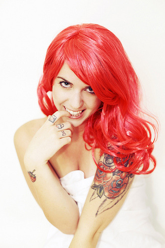 Tags tattoos sleeve half sleeve red head red hair knuckles rose tattoos pin