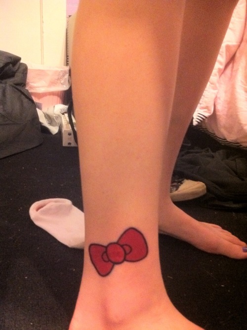 Bow Tattoo On Ankle. The hello kitty ow on my