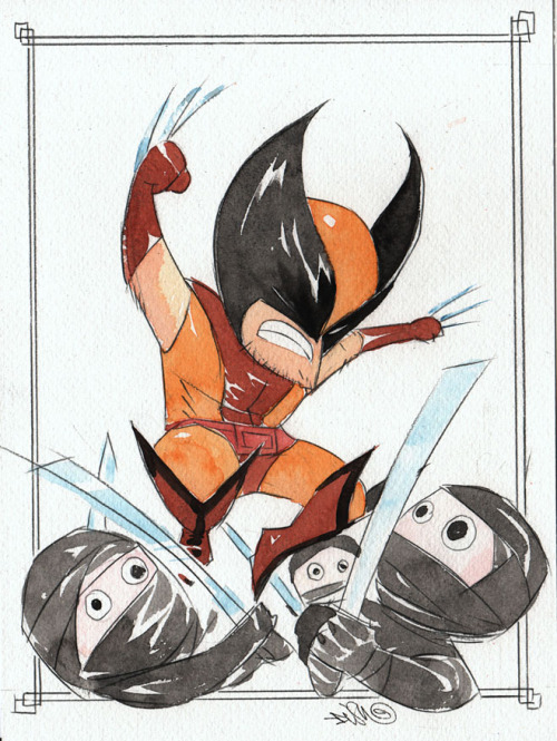xombiedirge: Wolverine com Ninjas por Dustin Nguyen