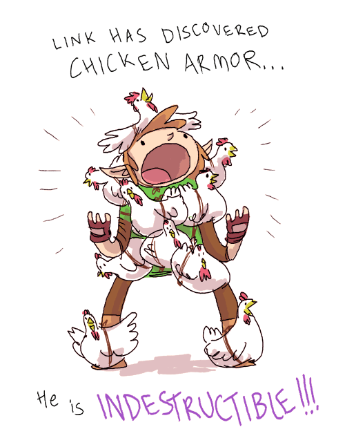 Link ha descubierto la armadura de pollos. Ahora es INDESTRUCTIBLE.