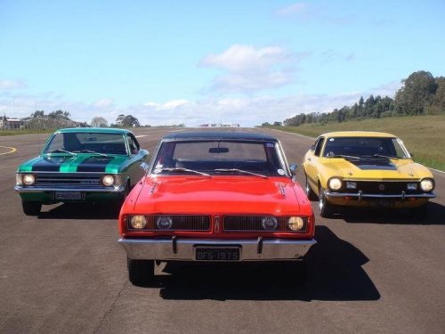 The brazilian musclecar classic trio Chevrolet Opala SS Dodge Charger R T