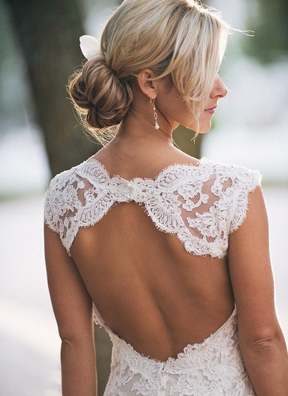 Pretty lace open back Wedding dress Via Live a little